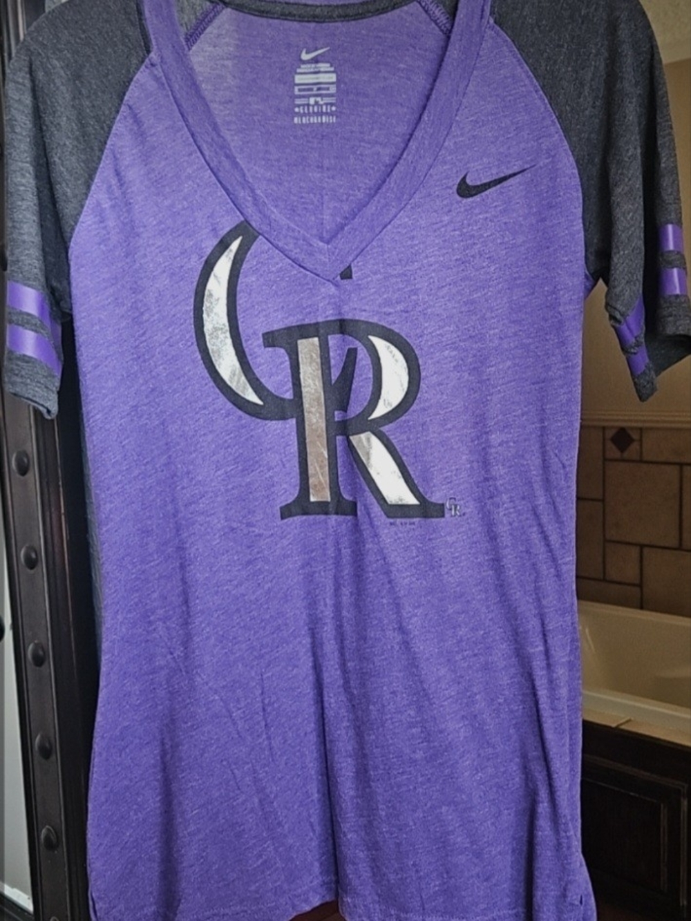 Nike Colorado Rockies Purple V-Neck Raglan T-Shirt